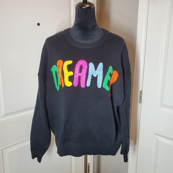 Boutique Aqua Blues Women's Dreamer Sweater Size XL Black Embroidered Pullover - Picture 15 of 16